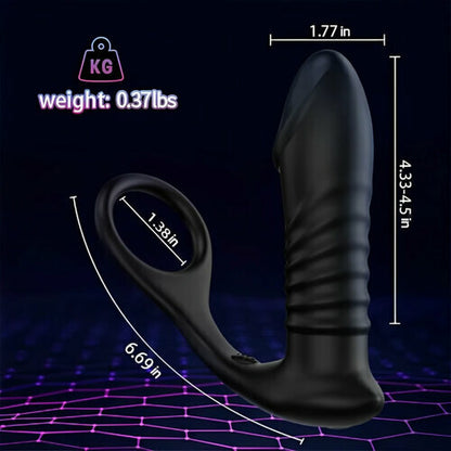 MLtoys 10 Thrilling Vibration 3 Thrusting Silicone Remote Control Cock Ring Anal Vibrator