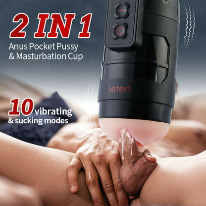 MLtoys 10 Vibrating Masturbator and Pussy Pockets 2 in 1 APP Control