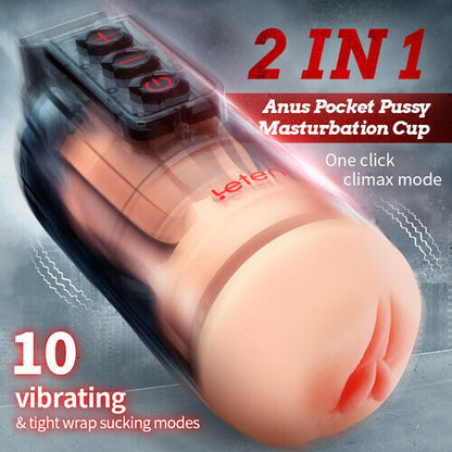 MLtoys 10 Vibrating Masturbator and Pussy Pockets 2 in 1 APP Control
