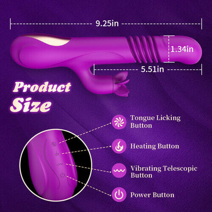 MLtoys 3 Telescopic Vibration 7 Rotating Heating Bendable Vibrator for Clitoral and G-spot Stimulation