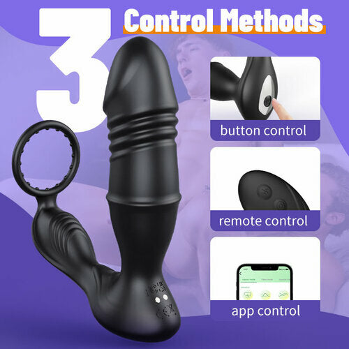 MLtoys APP Control Thrusting Vibrating Prostate Massager Cock Ring with Raised Dots