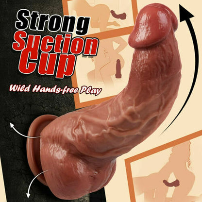 David 7.87 Inch Realistic Curved Nude Thick Dildo G-spot Stimulation with Suction Cup