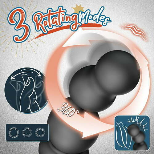Anal Beads 360° Rotating Head Prostate Massager with Upgraded Cock Ring