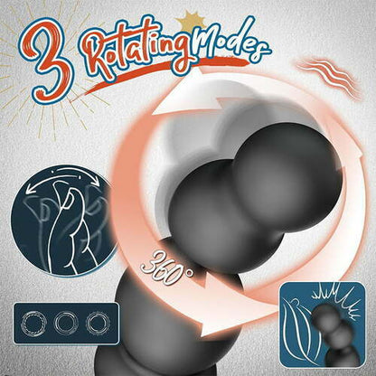 Anal Beads 360° Rotating Head Prostate Massager with Upgraded Cock Ring