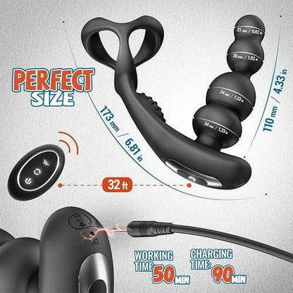 Anal Beads 360° Rotating Head Prostate Massager with Upgraded Cock Ring