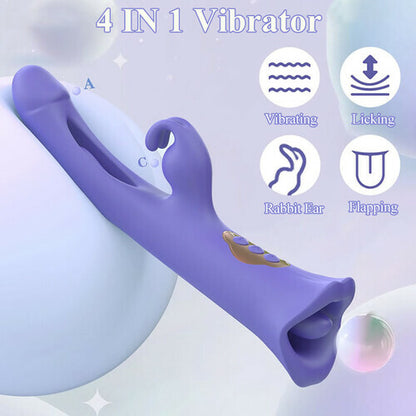 MLtoys Clit Nipple Anal Stimulation Rabbit Licking Vibrating Flapping 4 IN 1 Stimulator