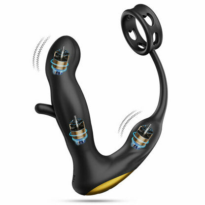 MLtoys Hollow Flapping Vibrating Silicone Prostate Massager with Cock Ring