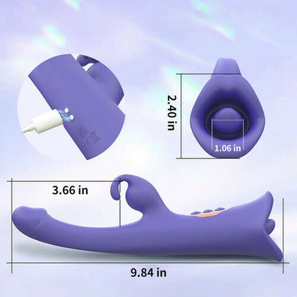 MLtoys Clit Nipple Anal Stimulation Rabbit Licking Vibrating Flapping 4 IN 1 Stimulator