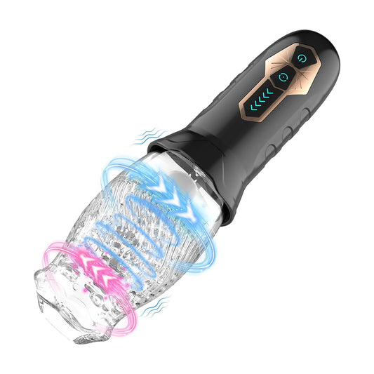 Male Automatic Masturbator Cup Vagina Masturbation 5 Rotating &10 Vibrator Penis Blowjob Pussy Stimulator Adult Sex Toys for Men