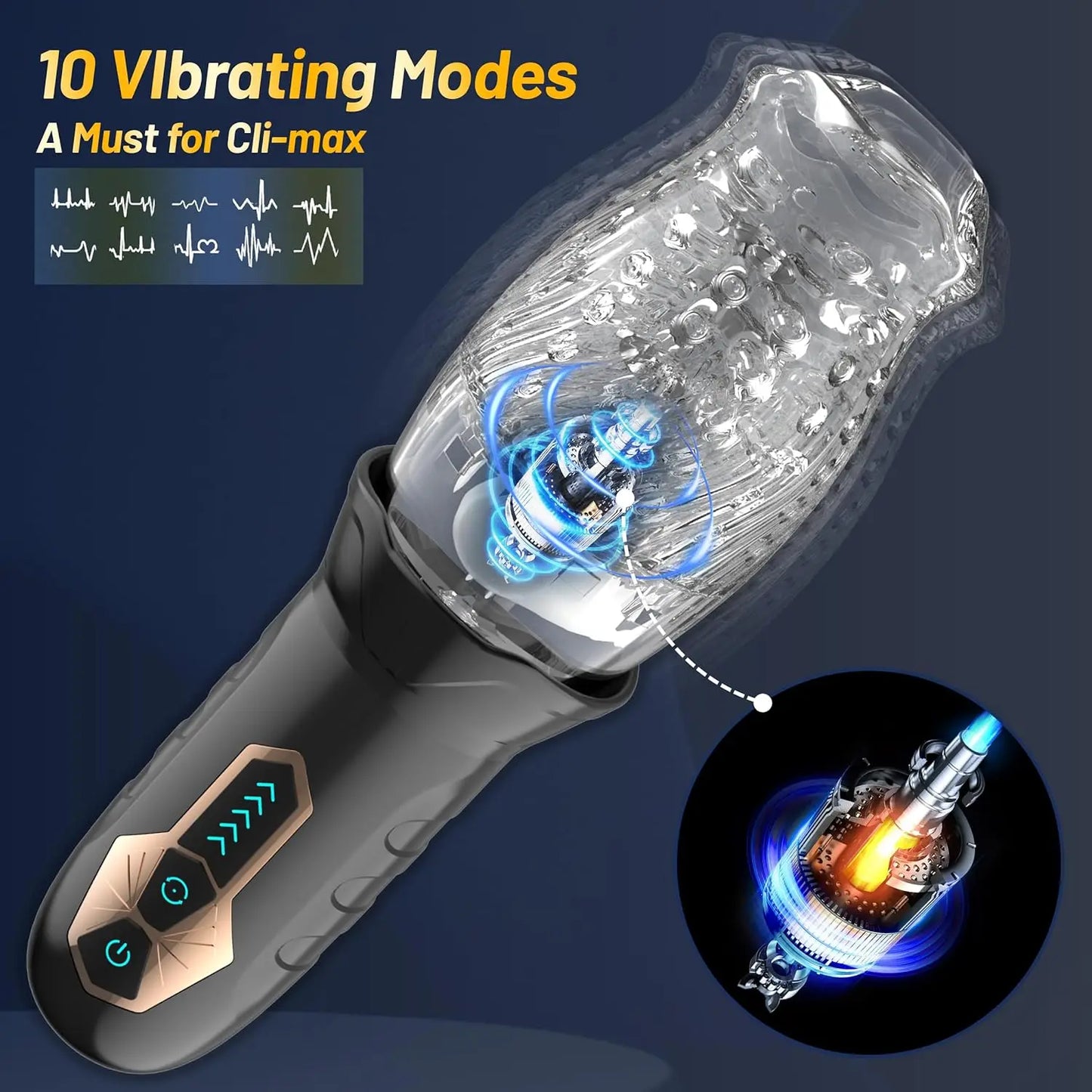 Male Automatic Masturbator Cup Vagina Masturbation 5 Rotating &10 Vibrator Penis Blowjob Pussy Stimulator Adult Sex Toys for Men