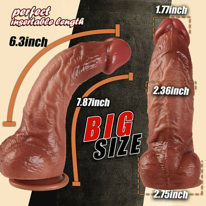 David 7.87 Inch Realistic Curved Nude Thick Dildo G-spot Stimulation with Suction Cup