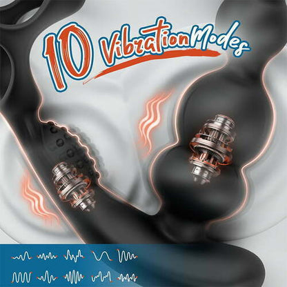 Anal Beads 360° Rotating Head Prostate Massager with Upgraded Cock Ring