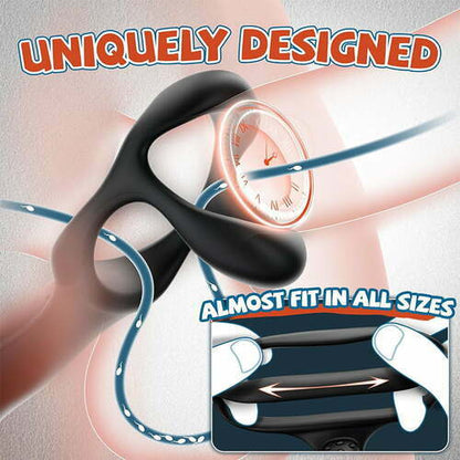 Anal Beads 360° Rotating Head Prostate Massager with Upgraded Cock Ring