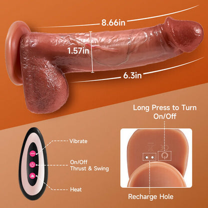 MLtoys Strap On Realistic Dildo Vibrating Thrusting Swinging Heating with Remote Control