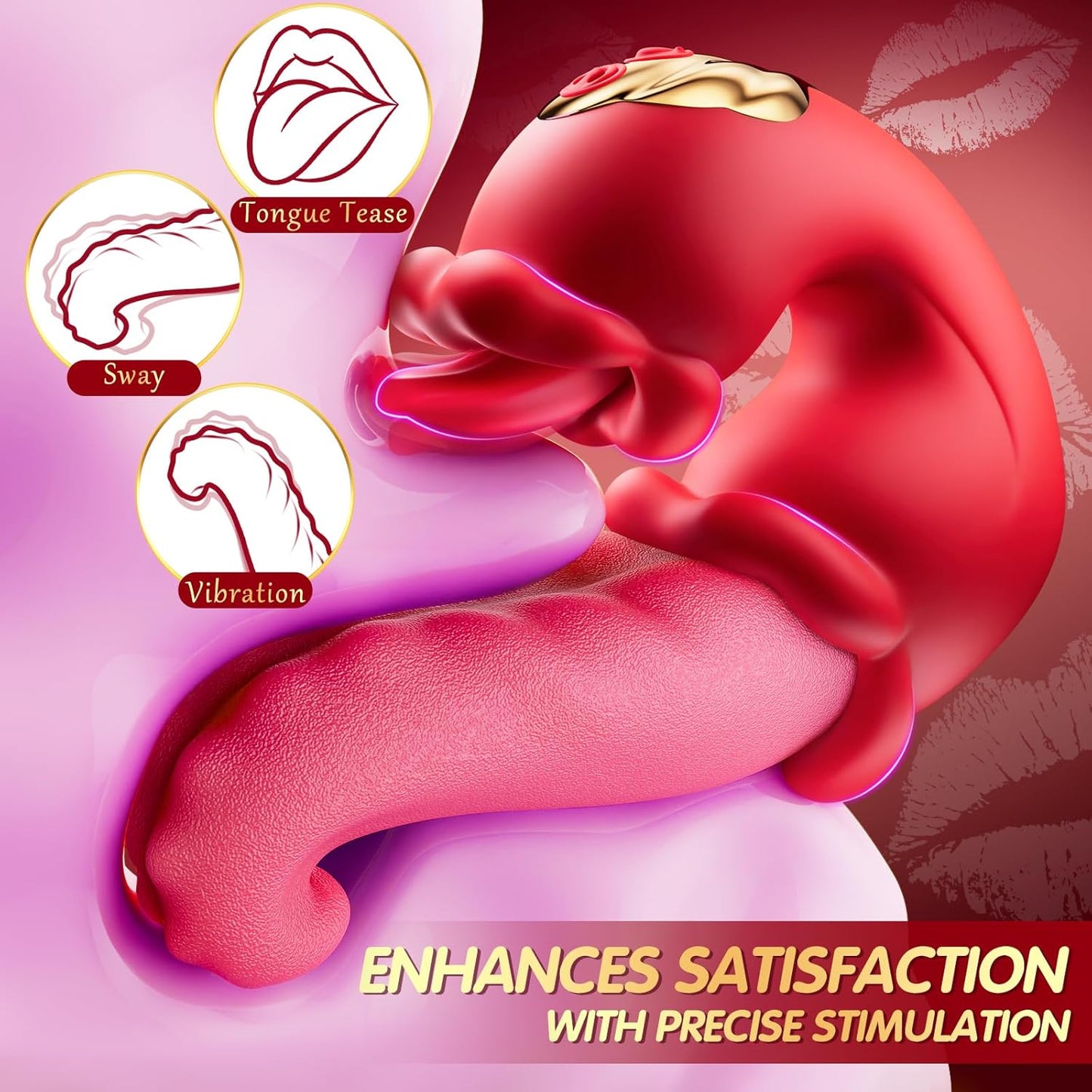 Vibrator Adult Sex Toys for Women - 4 in 1 Tongue Thrusting Vibrators Dildo Rose Sex Toys with 10 Licking Clitoral & 10 Vibration Mode, G Spot Clit Stimulator Pleasure Tools for Female Couples Games