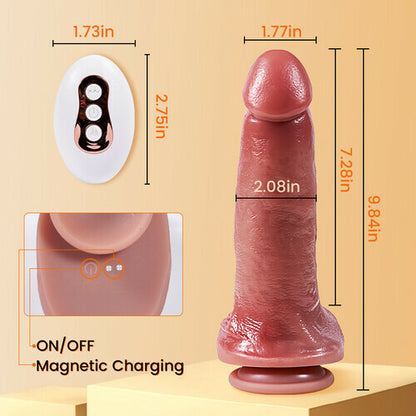 Realistic Huge Dildo 7 Thrusting 10 Vibrating Heating Remote Control Dildo 9.84 Inch