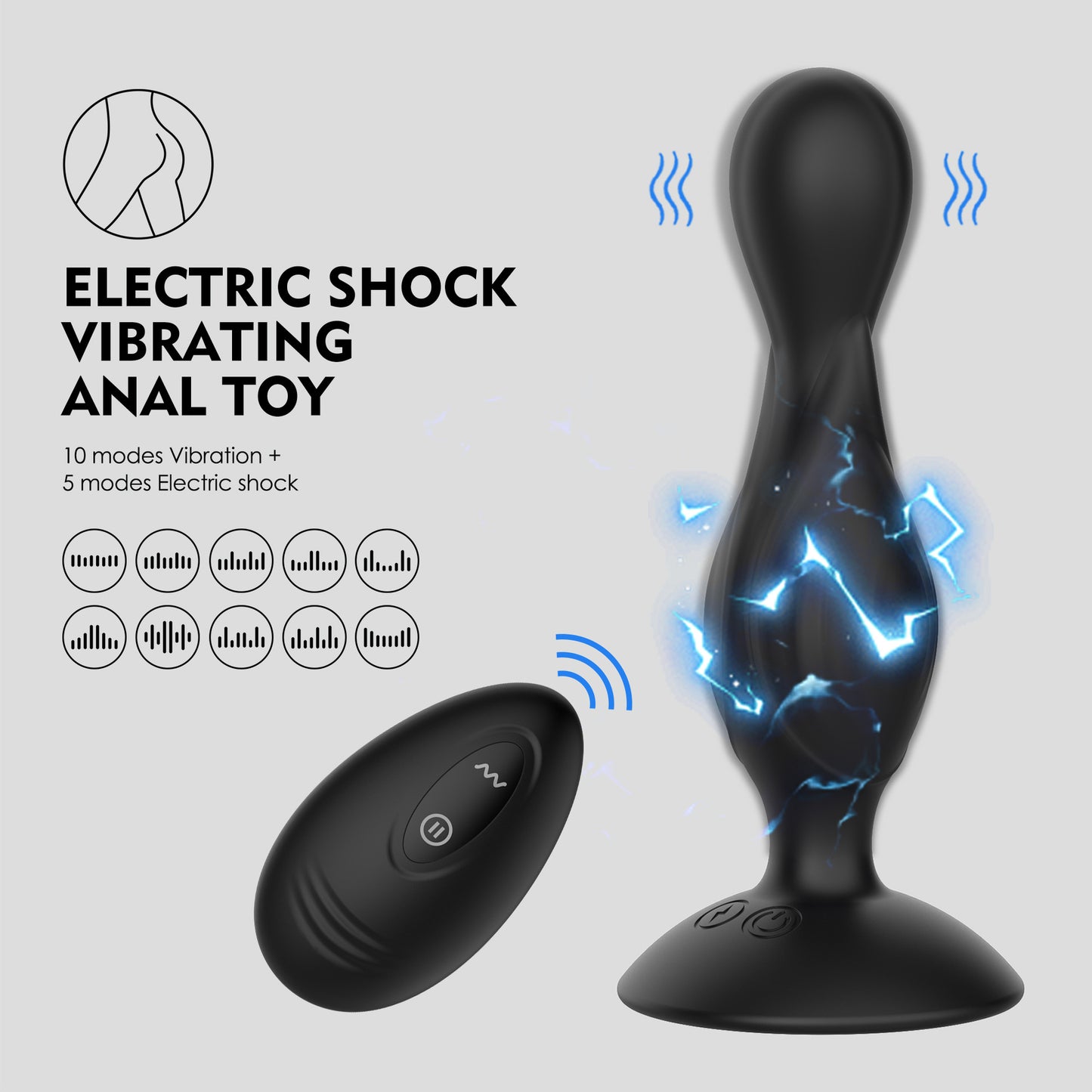 Electric Shock Anal Vibrator-New butt plug-WY0690 Jason