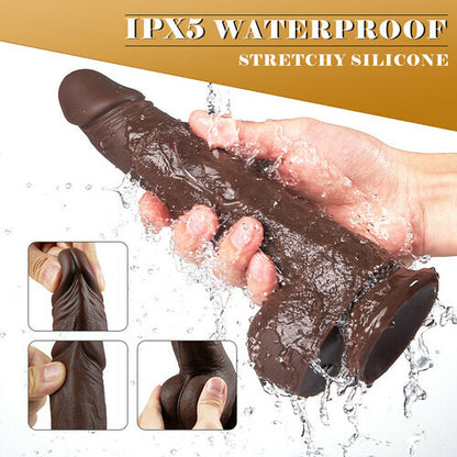 MLtoys 8 Thrusting & Vibrating & Swing Realistic Black Dildo 8.70 Inch