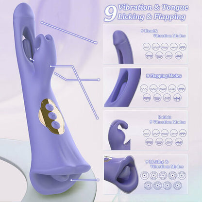 MLtoys Clit Nipple Anal Stimulation Rabbit Licking Vibrating Flapping 4 IN 1 Stimulator